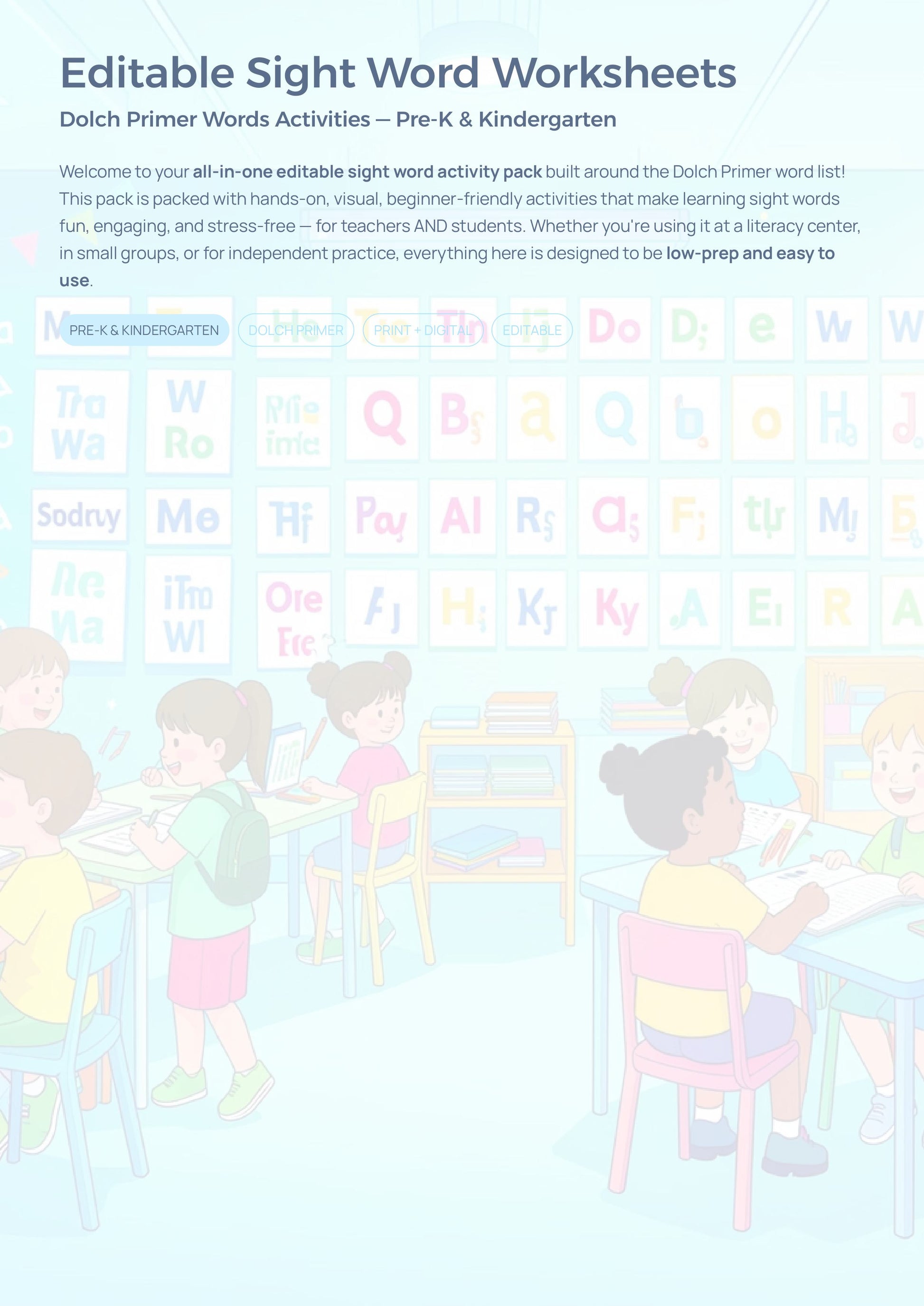 Editable Sight Word Bundle – Fry + Dolch Worksheets | Print & Digital