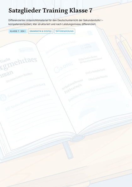 Satzglieder Klasse 7 komplett – differenziertes Grammatiktraining mit Übungen