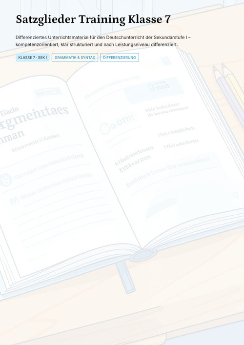 Satzglieder Klasse 7 komplett – differenziertes Grammatiktraining mit Übungen