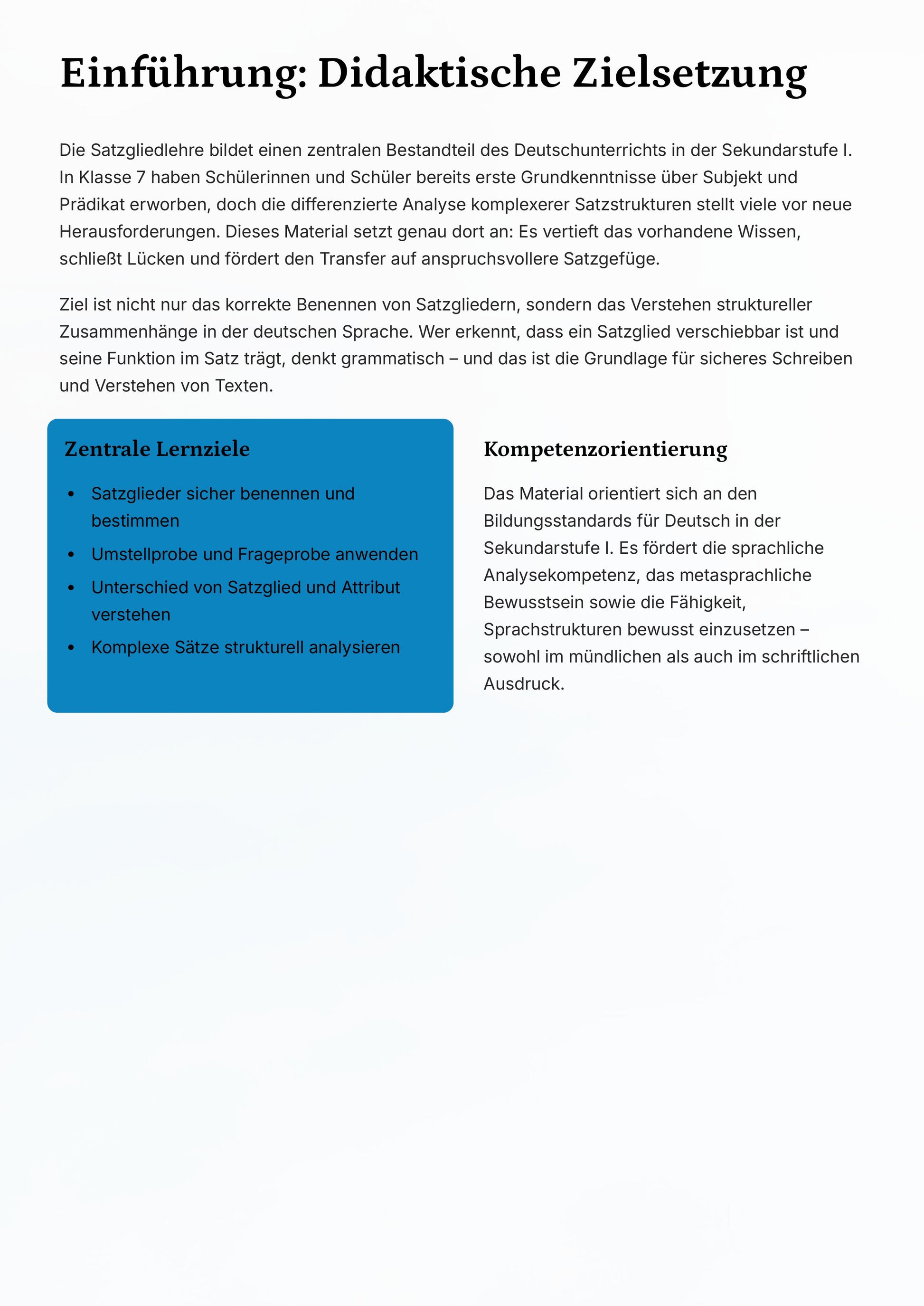 Satzglieder Klasse 7 komplett – differenziertes Grammatiktraining mit Übungen