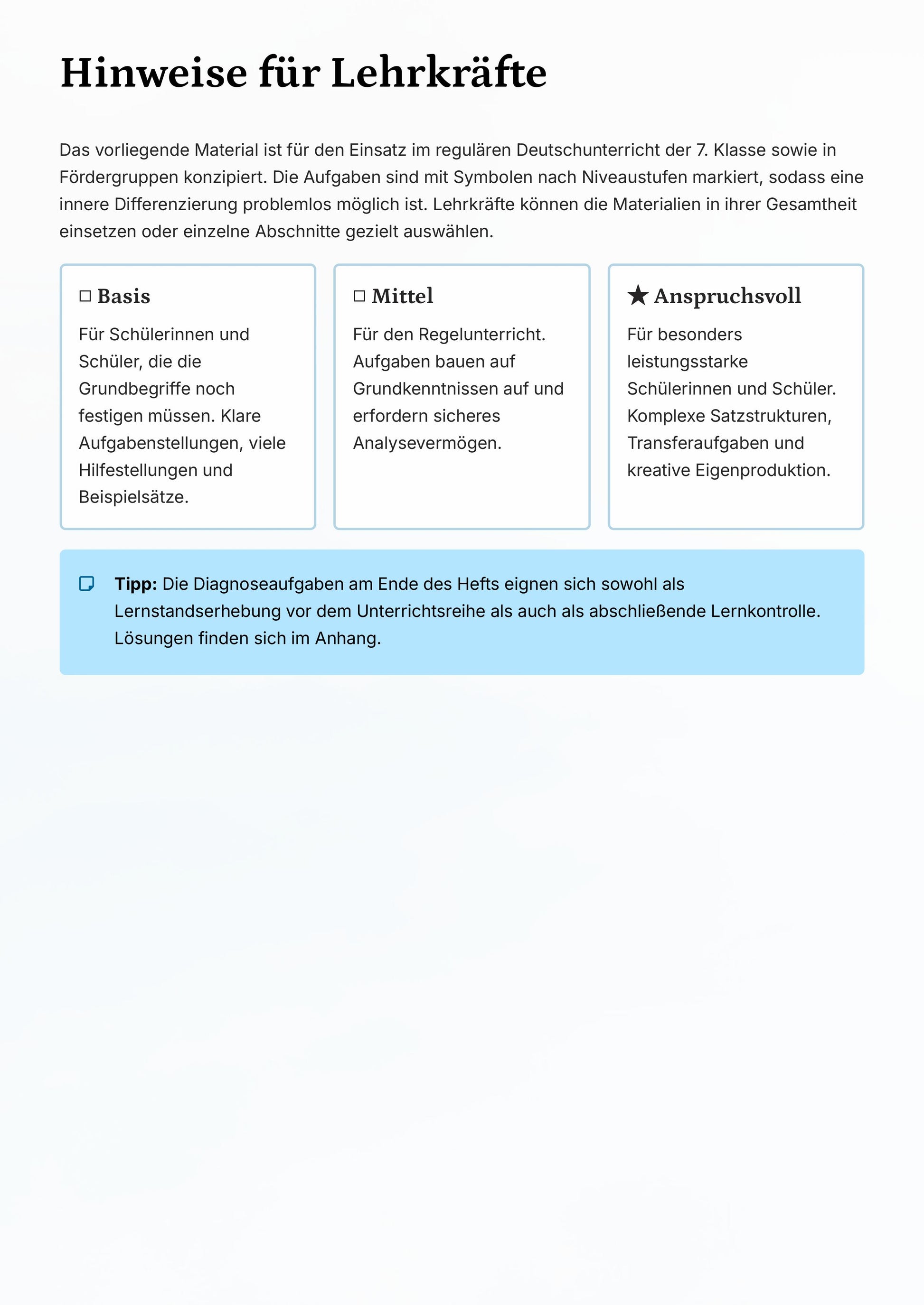 Satzglieder Klasse 7 komplett – differenziertes Grammatiktraining mit Übungen