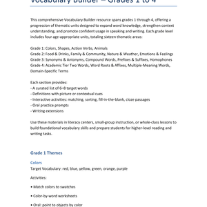 Kostenloses Vokabelpaket Englisch – Klasse 1–4 | 4 Themen je Stufe