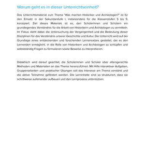 Was machen Historiker und Archäologen? | Unterrichtsmaterial Geschichte SEK I