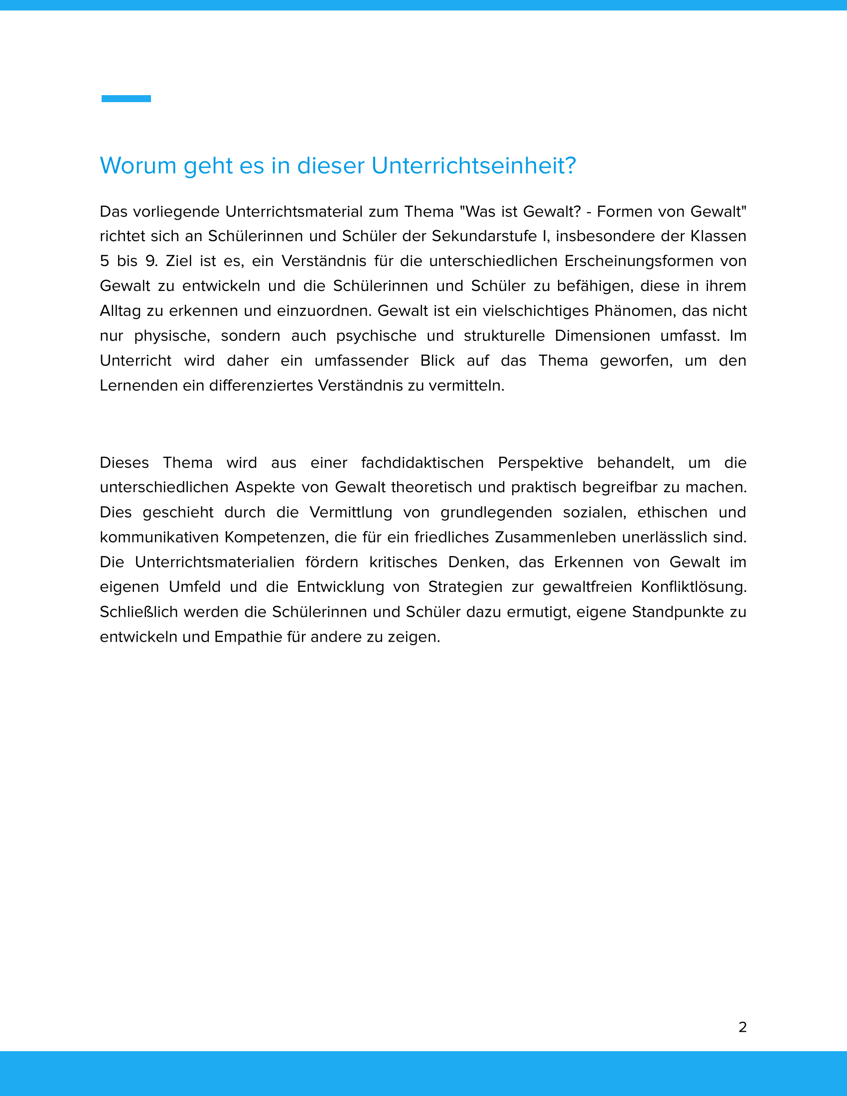 Unterrichtsmaterial „Was ist Gewalt? – Formen von Gewalt“ (Sek I)
