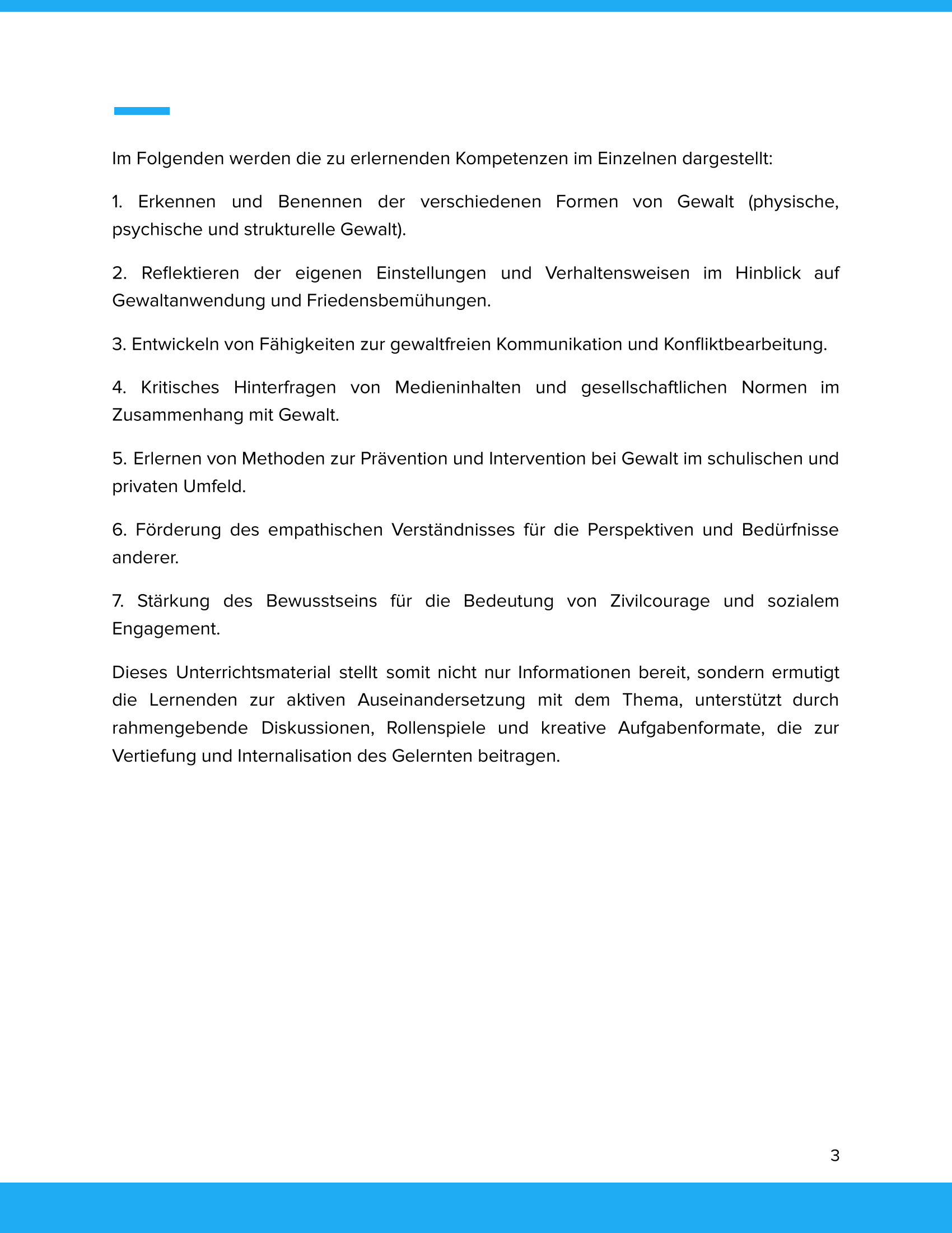 Unterrichtsmaterial „Was ist Gewalt? – Formen von Gewalt“ (Sek I)