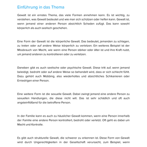 Unterrichtsmaterial „Was ist Gewalt? – Formen von Gewalt“ (Sek I)