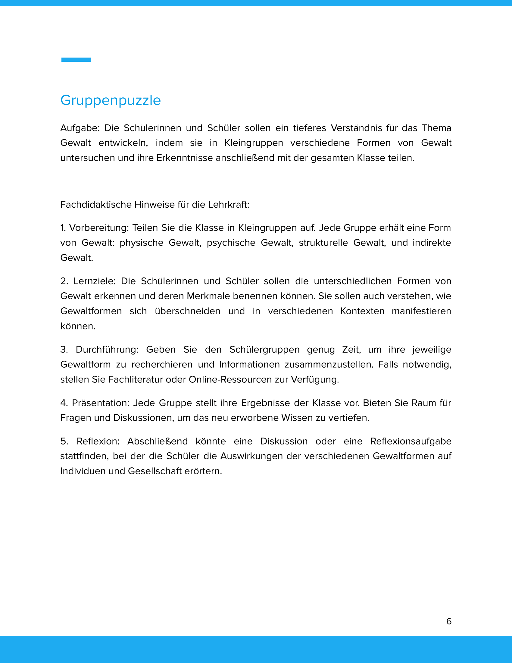 Unterrichtsmaterial „Was ist Gewalt? – Formen von Gewalt“ (Sek I)