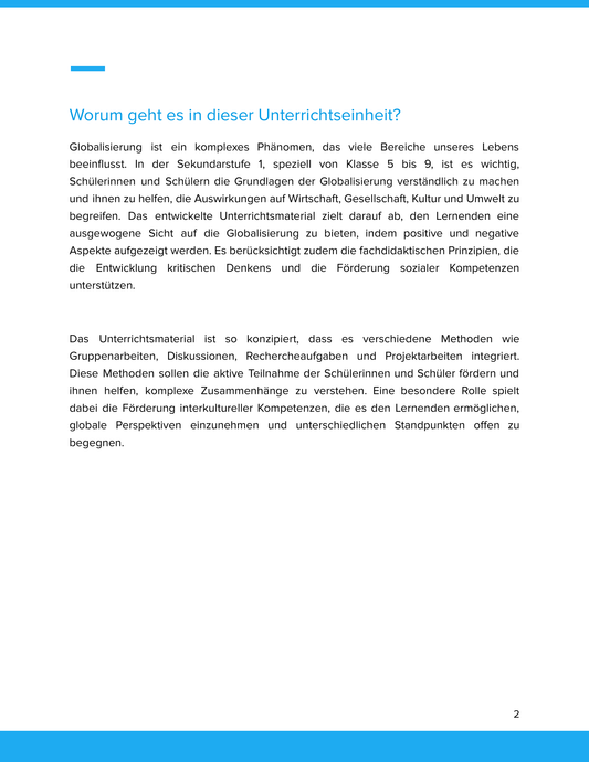 Welche Auswirkungen hat die Globalisierung? Unterrichtsmaterial Geographie SEK I