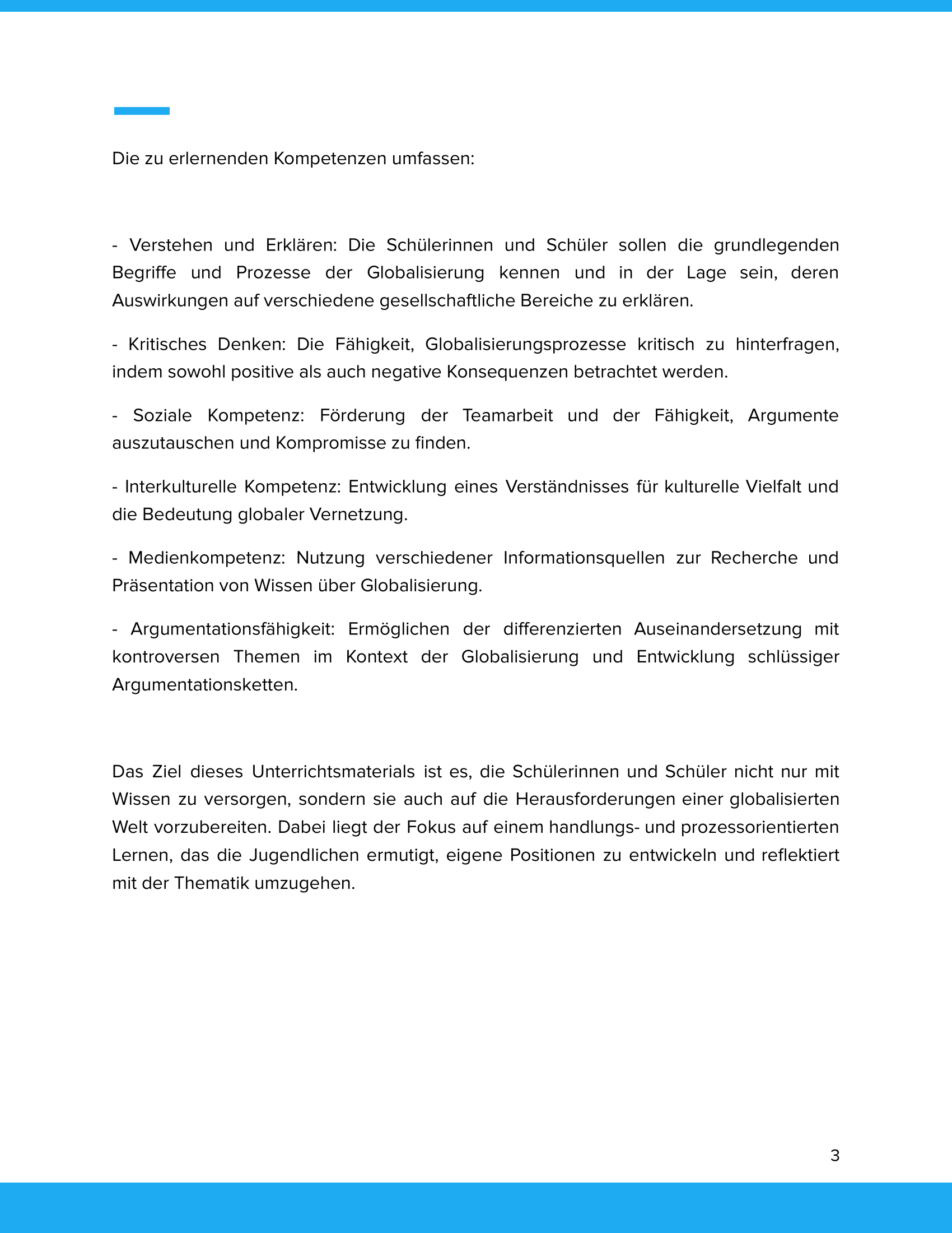 Welche Auswirkungen hat die Globalisierung? Unterrichtsmaterial Geographie SEK I