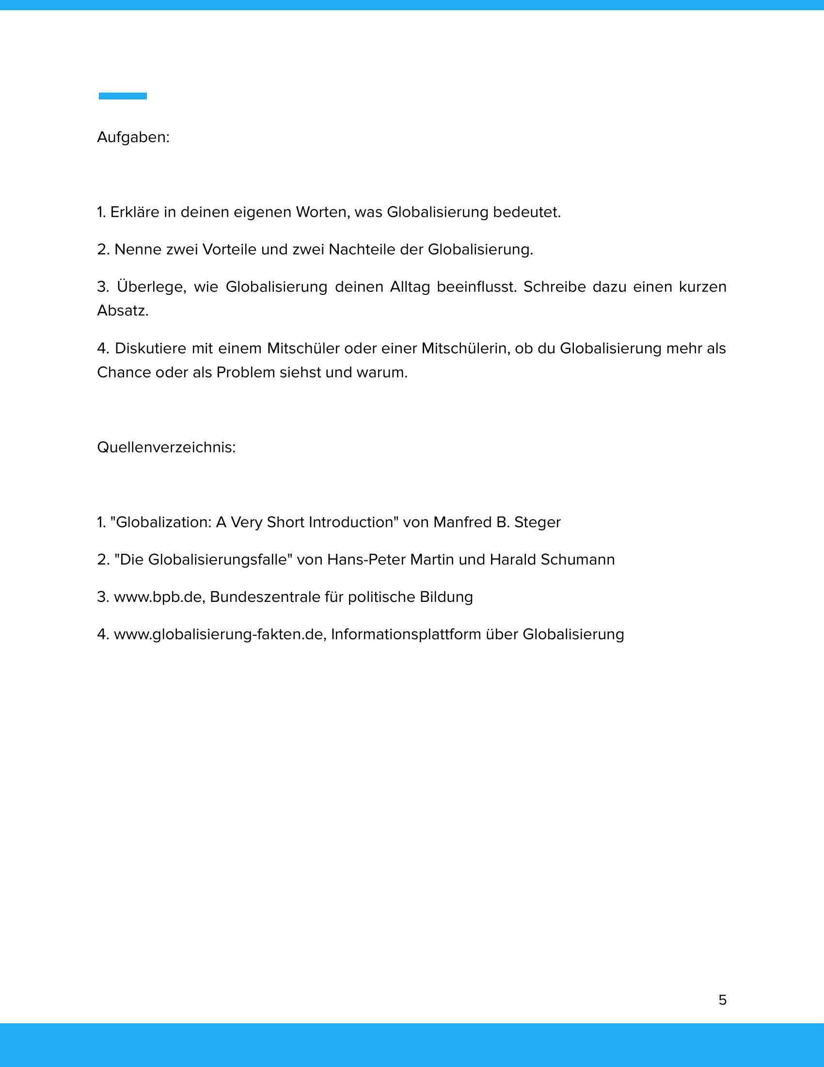 Welche Auswirkungen hat die Globalisierung? Unterrichtsmaterial Geographie SEK I