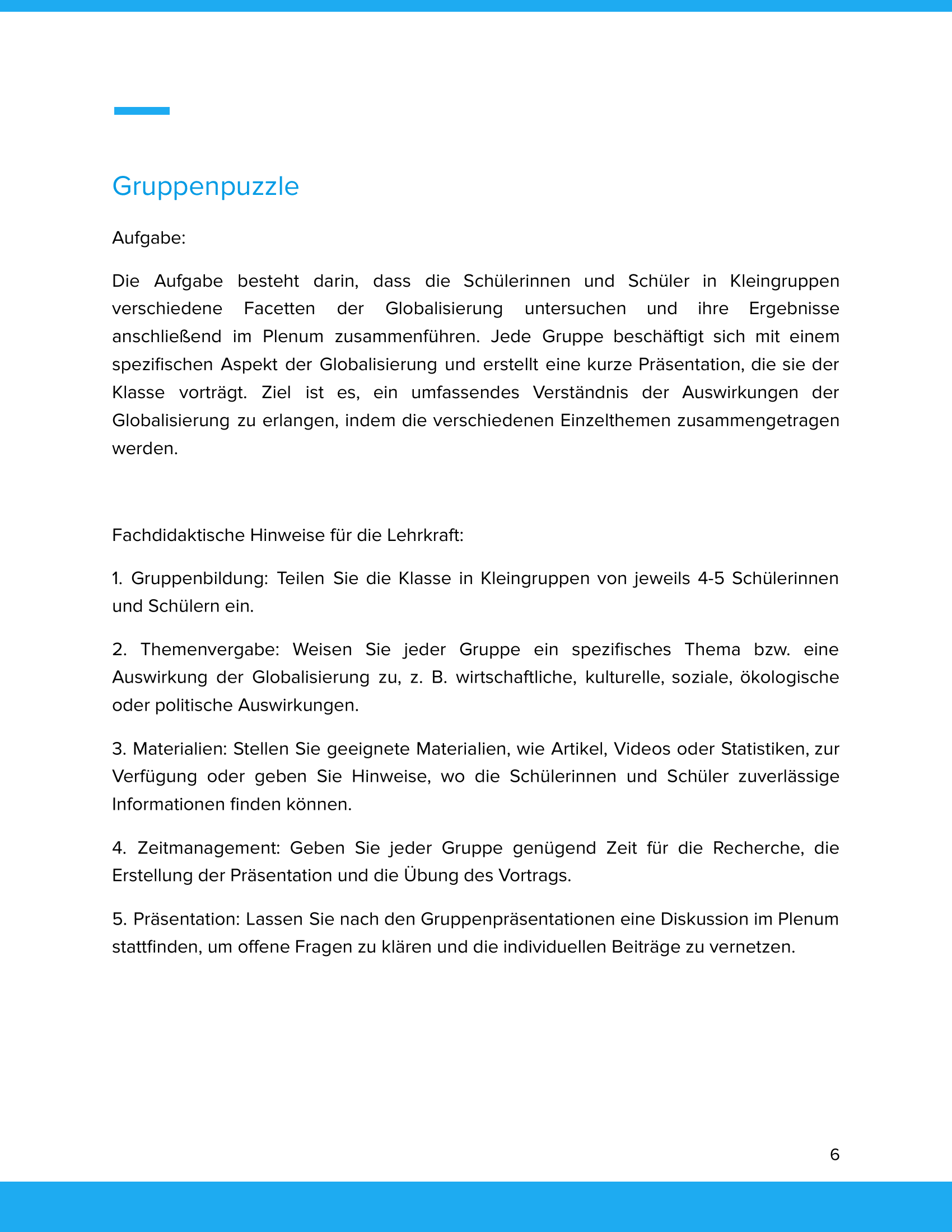 Welche Auswirkungen hat die Globalisierung? Unterrichtsmaterial Geographie SEK I