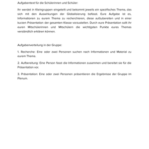 Welche Auswirkungen hat die Globalisierung? Unterrichtsmaterial Geographie SEK I