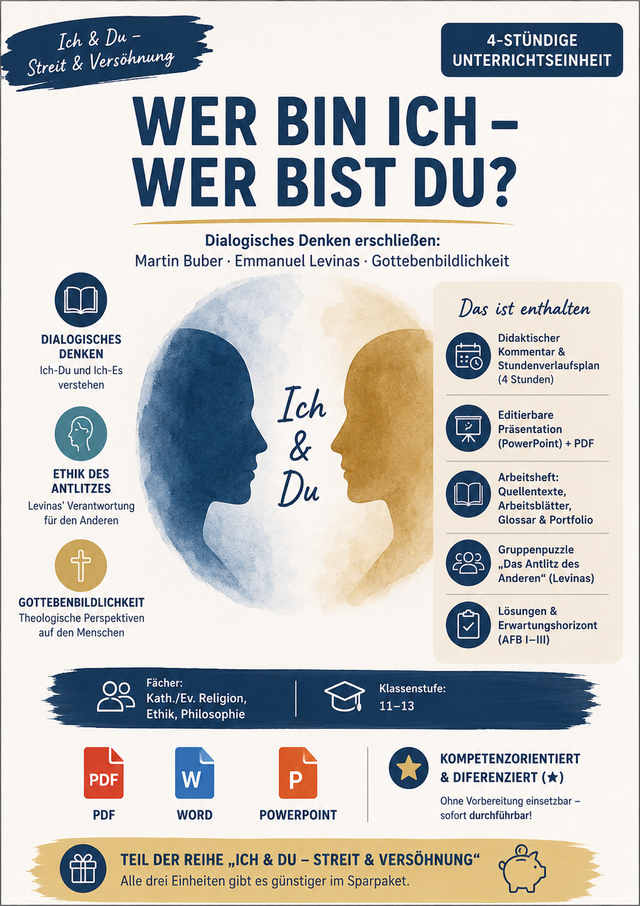 Unterrichtseinheit zum dialogischen Denken mit Martin Buber Emmanuel Levinas und Gottebenbildlichkeit für Religion Ethik und Philosophie in der Sekundarstufe II