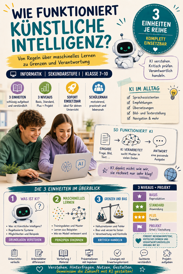 Wie funktioniert Künstliche Intelligenz? – Informatik Unterrichtsmaterial (Sek I, Klasse 7–10)