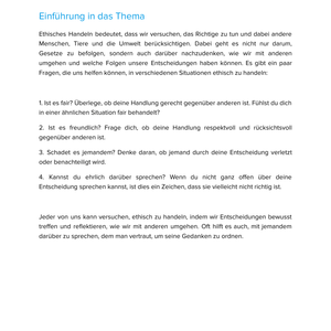 Unterrichtsmaterial „Wie geht ethisches Handeln?“ (SEK I)