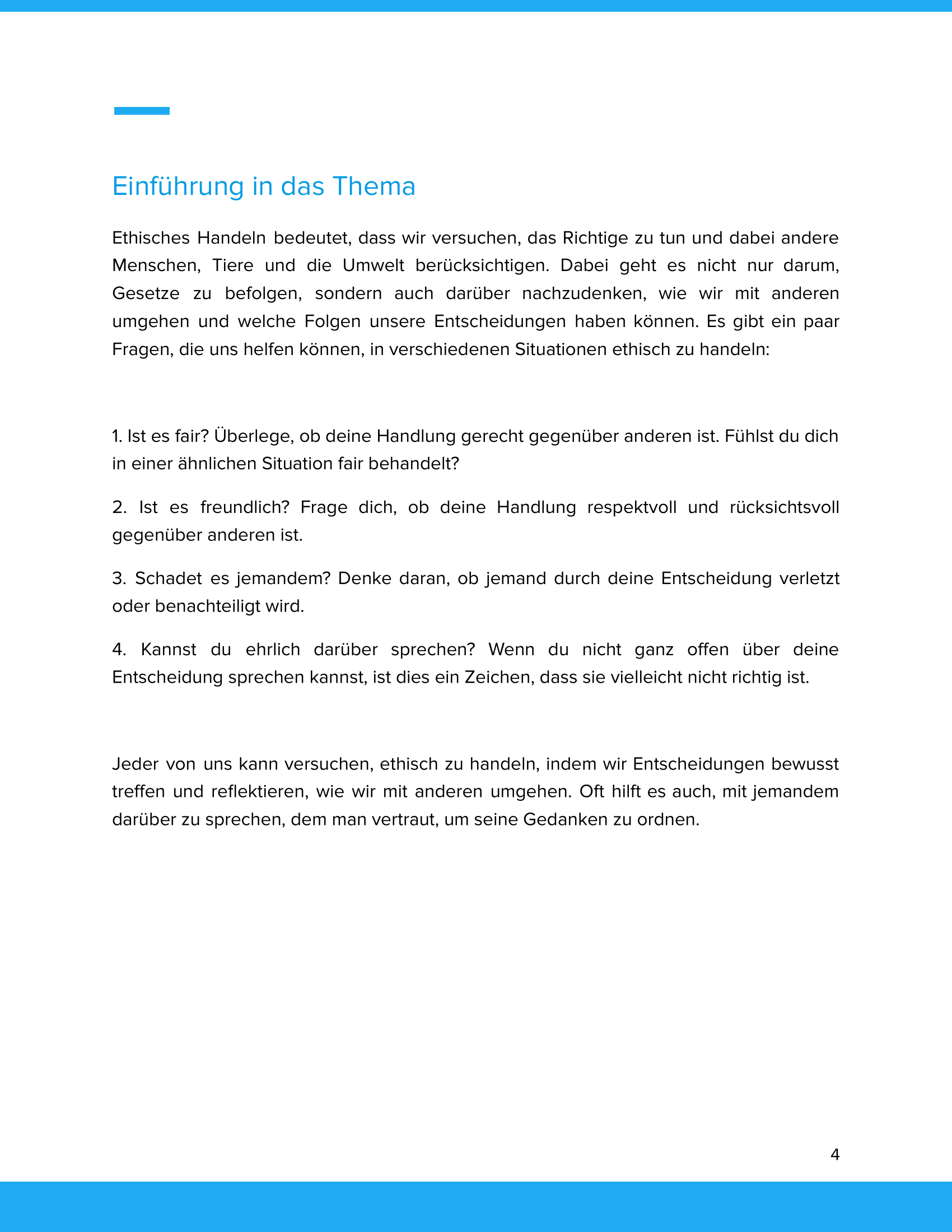 Unterrichtsmaterial „Wie geht ethisches Handeln?“ (SEK I)