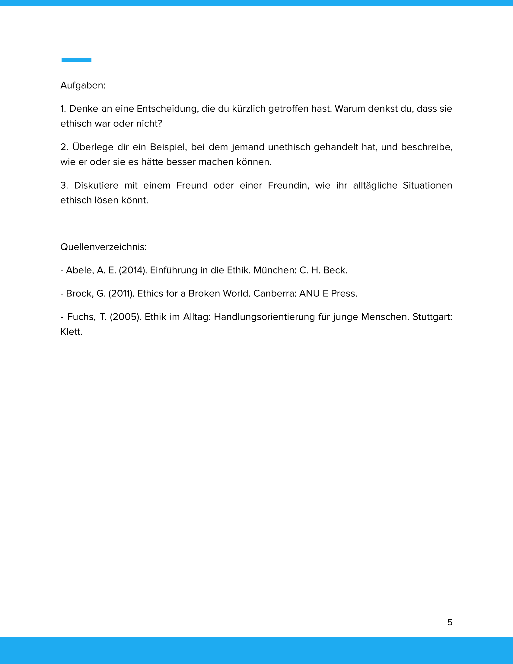 Unterrichtsmaterial „Wie geht ethisches Handeln?“ (SEK I)