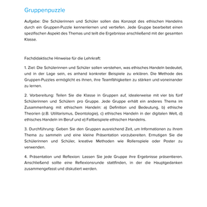 Unterrichtsmaterial „Wie geht ethisches Handeln?“ (SEK I)