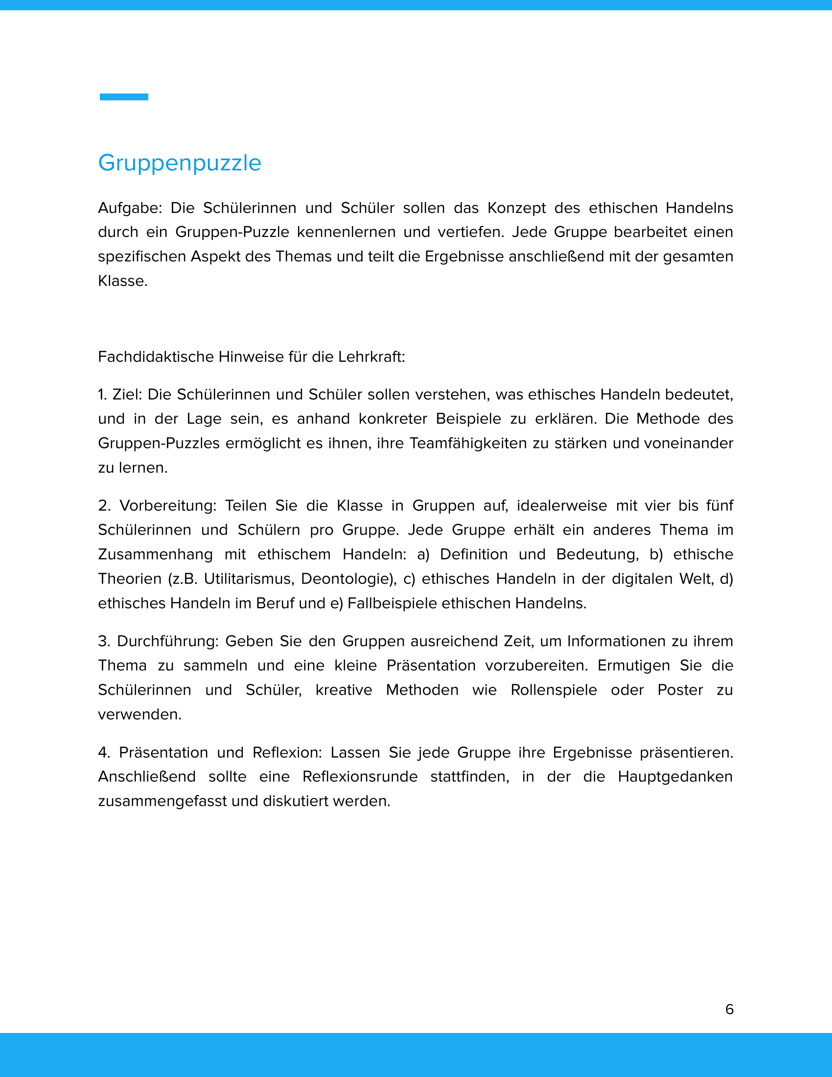 Unterrichtsmaterial „Wie geht ethisches Handeln?“ (SEK I)