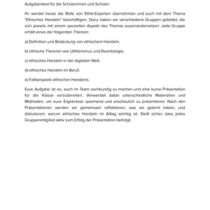Unterrichtsmaterial „Wie geht ethisches Handeln?“ (SEK I)