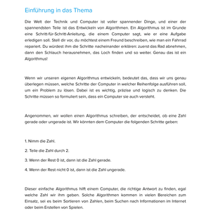 Wir entwickeln unseren eigenen Algorithmus | Unterrichtsmaterial Informatik SEK I