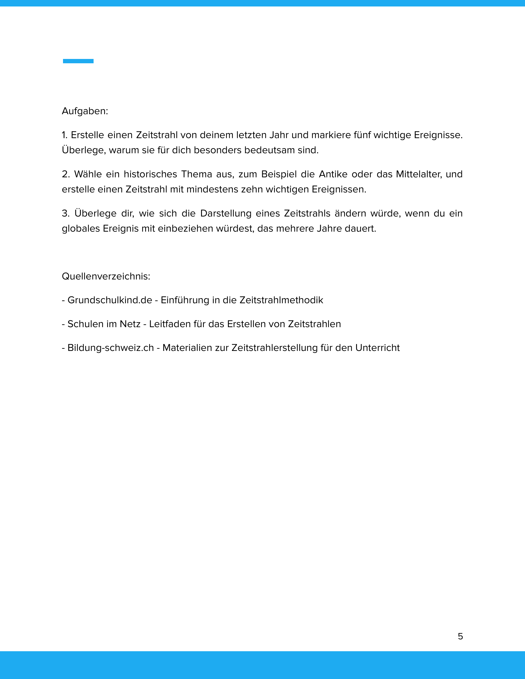 Wir erstellen unseren eigenen Zeitstrahl | Unterrichtsmaterial Geschichte SEK I