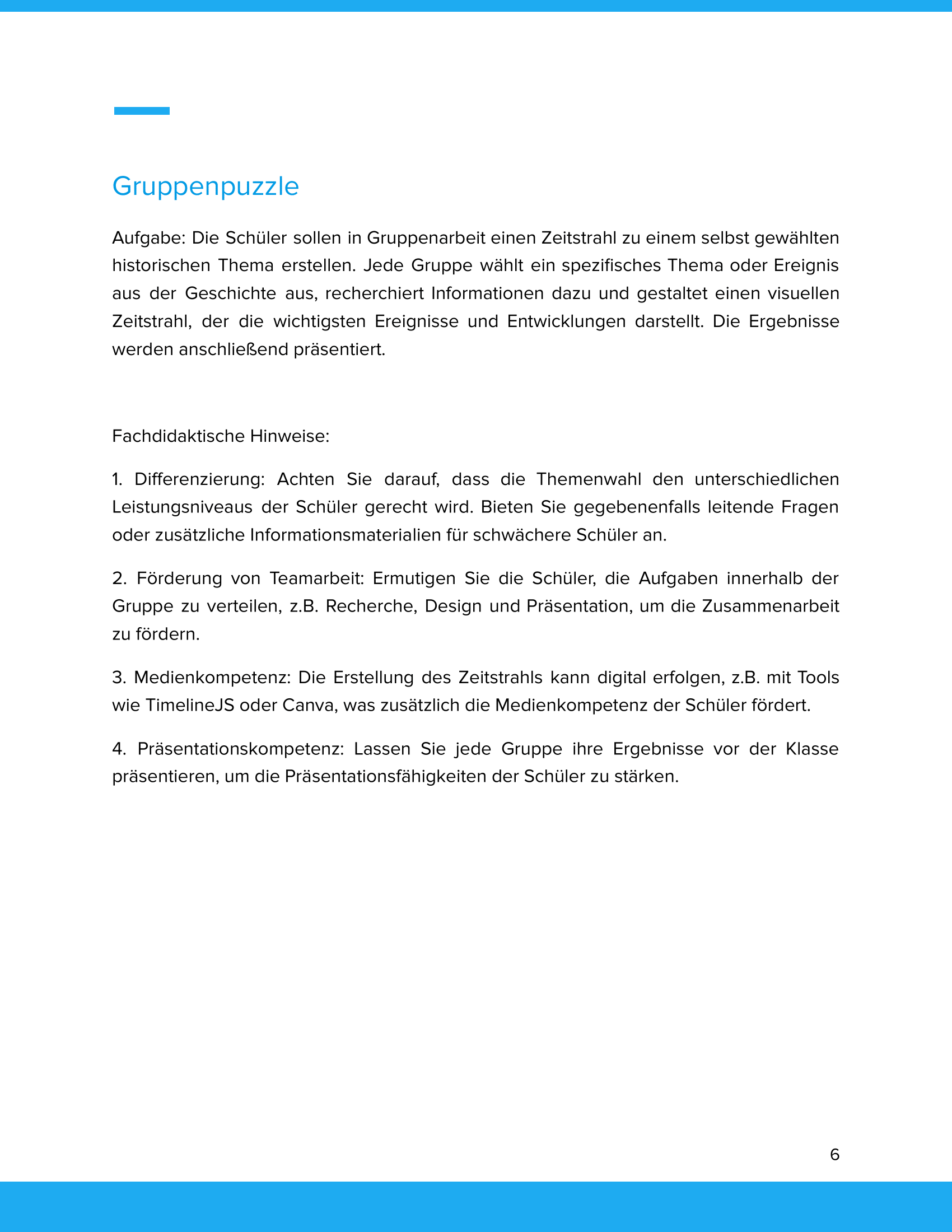 Wir erstellen unseren eigenen Zeitstrahl | Unterrichtsmaterial Geschichte SEK I