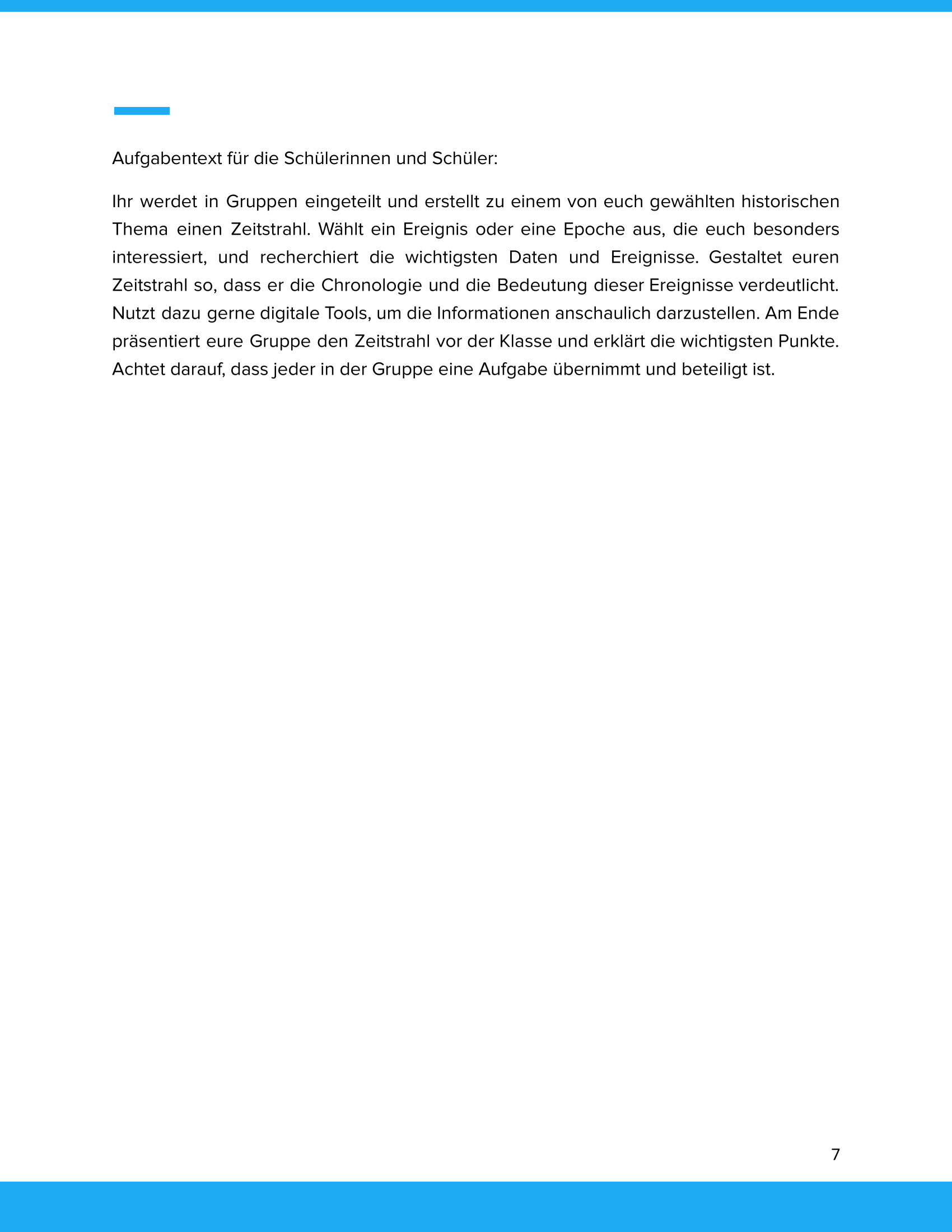 Wir erstellen unseren eigenen Zeitstrahl | Unterrichtsmaterial Geschichte SEK I