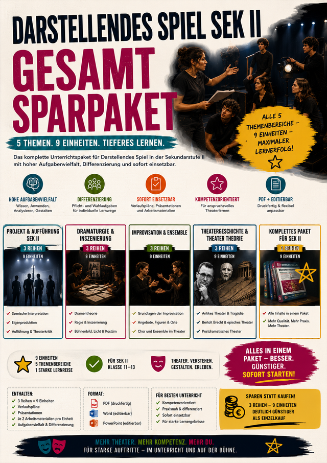 XXL-Sparpaket Darstellendes Spiel Sek II – 15 Unterrichtsreihen · 45 Einheiten | Theater (Klasse 11–13)