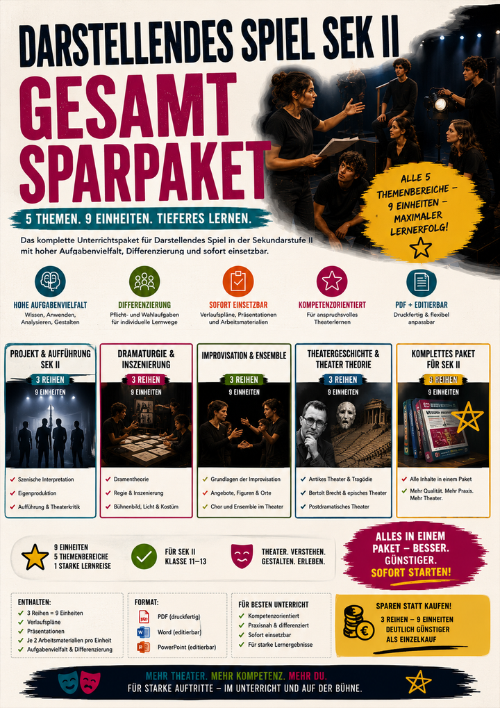 XXL-Sparpaket Darstellendes Spiel Sek II – 15 Unterrichtsreihen · 45 Einheiten | Theater (Klasse 11–13)