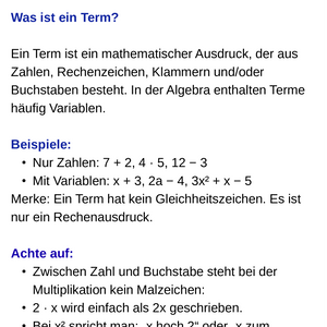 Aufwärmübungen – Algebra SEK I
