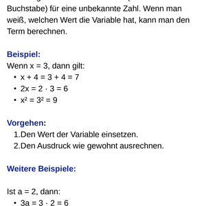 Aufwärmübungen – Algebra SEK I