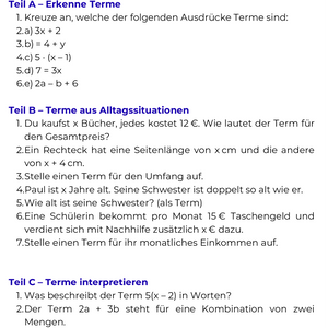 Aufwärmübungen – Algebra SEK II
