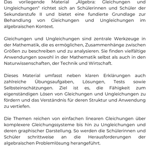 Gleichungen und Ungleichungen – Algebra SEK II