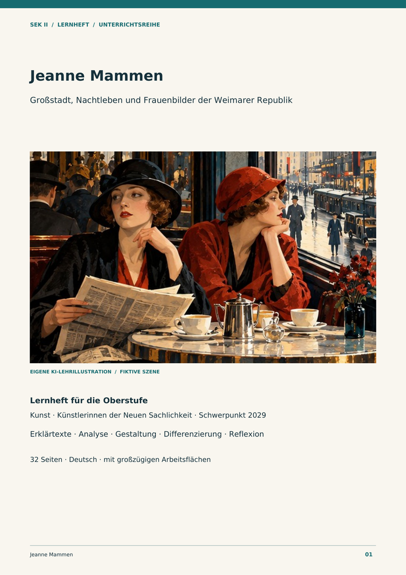 Jeanne Mammen: Großstadt, Nachtleben und Frauenbilder der Weimarer Republik – Unterrichtsmaterial Kunst Sek II, Titelbild