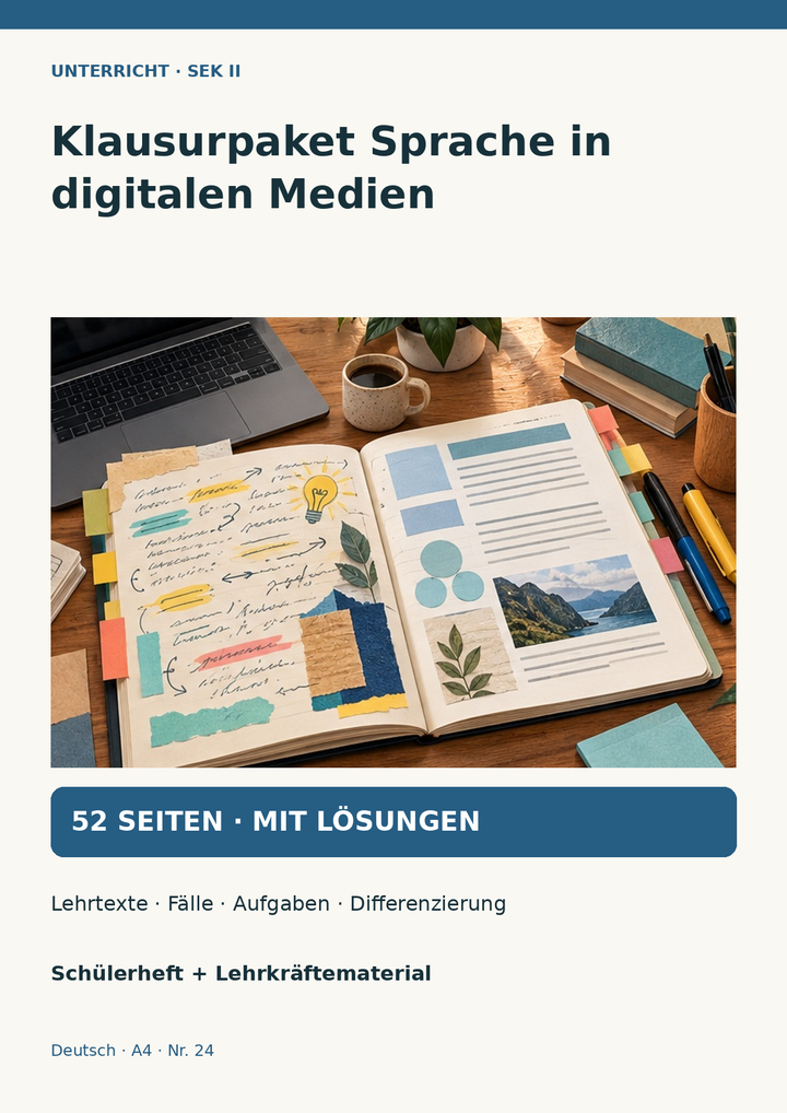Klausurpaket Sprache in digitalen Medien: Nähe und Distanz, Multimodalität, Argumentation – Unterrichtsreihe Deutsch Sek II