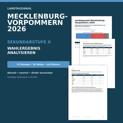 Landtagswahl Mecklenburg-Vorpommern 2026 – Wahlergebnis analysieren | Unterrichtspaket Sek II mit Klausur