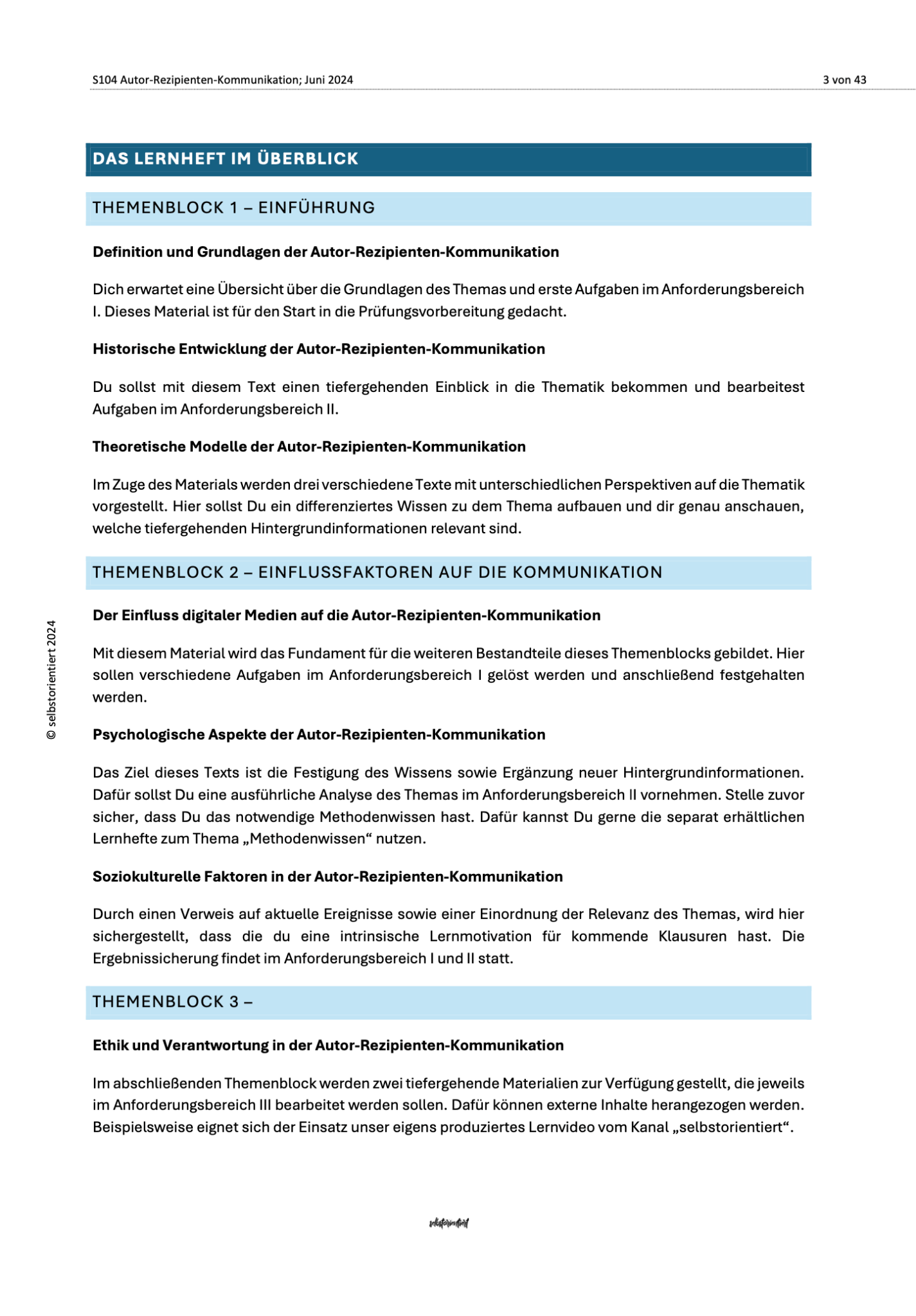 Lernheft: Autor - Rezipienten - Kommunikation im Deutsch Abitur - stifo - Students & Teachers Innovate Forward