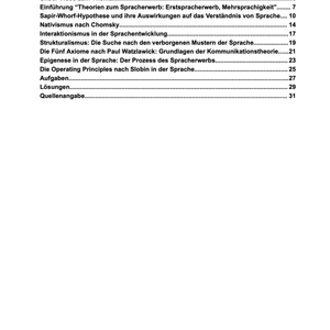 Lernheft: Chomsky, Watzlawick, Epigenese, Interaktionismus, Strukturalismus, Slobin im Spracherwerb - stifo - Students & Teachers Innovate Forward