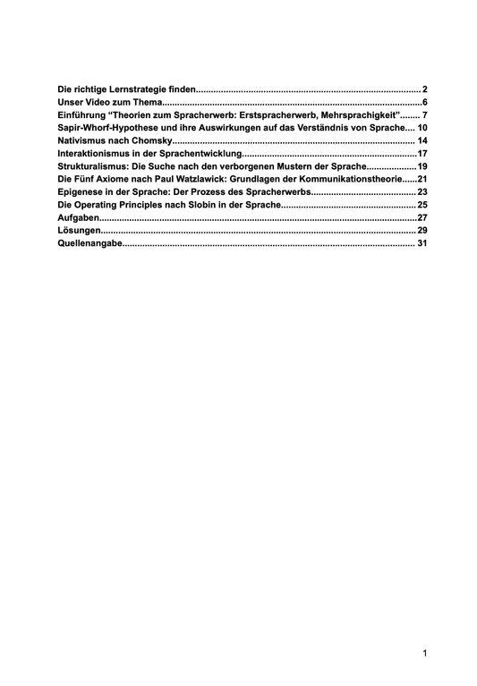 Lernheft: Chomsky, Watzlawick, Epigenese, Interaktionismus, Strukturalismus, Slobin im Spracherwerb - stifo - Students & Teachers Innovate Forward