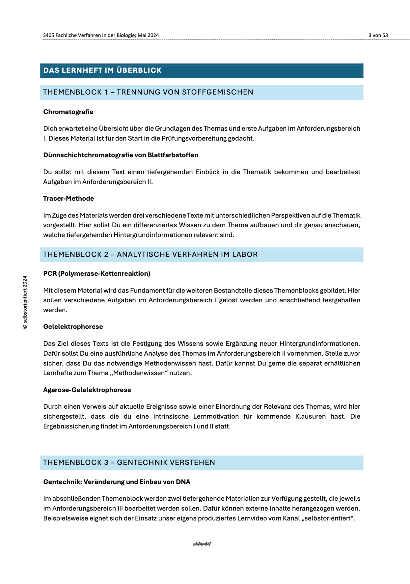 Lernheft: Fachliche Verfahren in der Biologie - Genetische Analyseverfahren - stifo - Students & Teachers Innovate Forward