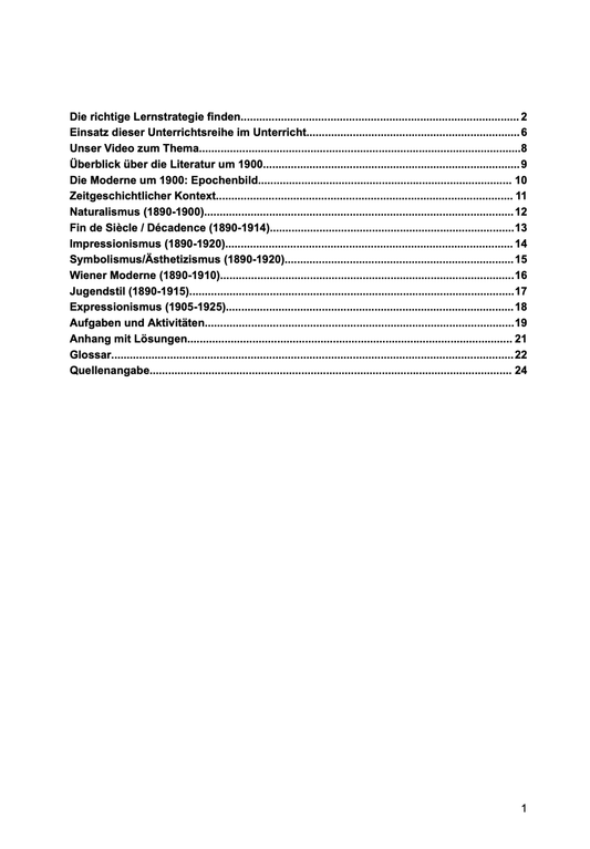 Lernheft: Umbrüche in der deutschsprachigen Literatur um 1900 - stifo - Students & Teachers Innovate Forward