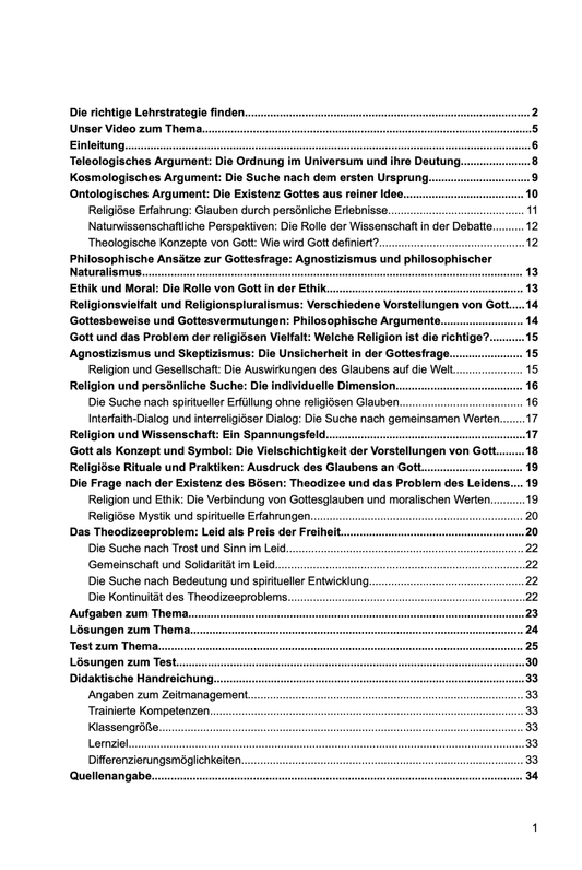 Schülerheft: Die Frage nach der Existenz Gottes (Texte | Aufgaben) - stifo - Students & Teachers Innovate Forward