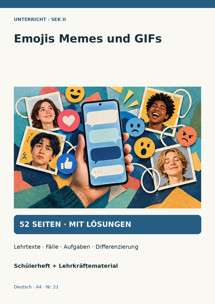 Emojis, Memes und GIFs – enthalten im Sparpaket Sprache in digitalen Medien, Unterrichtsmaterial Deutsch Sek II
