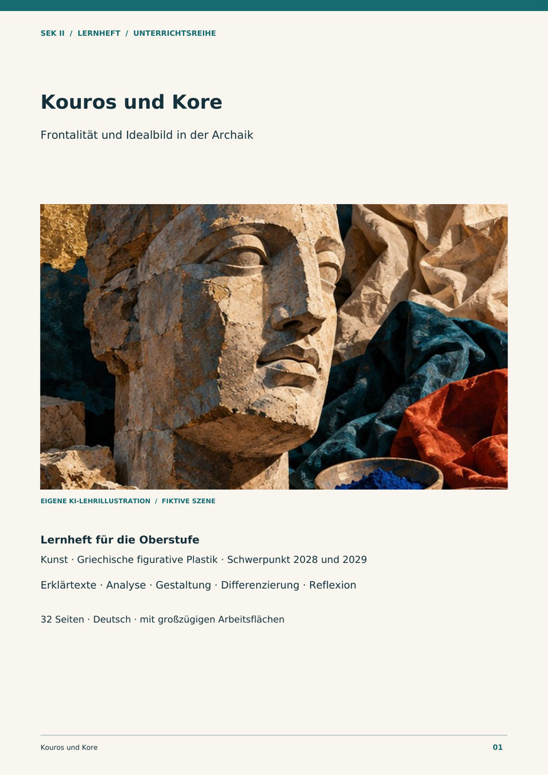 Kouros und Kore – Frontalität und Idealbild in der Archaik – enthalten im Sparpaket Kunst-Abitur XXL 2028/2029, Unterrichtsmaterial Kunst Sek II