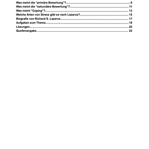 Stressmodell nach Lazarus - Schülerheft - stifo - Students & Teachers Innovate Forward