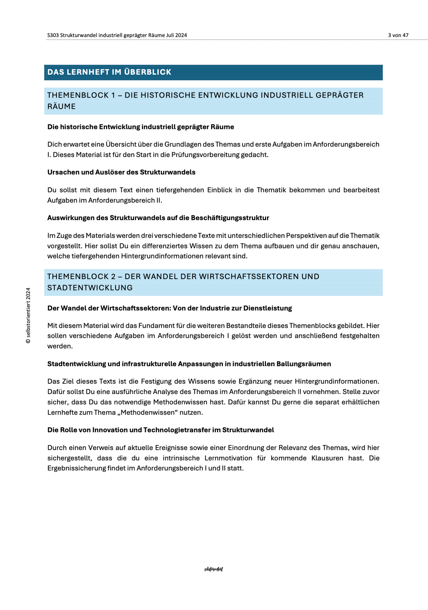 Strukturwandel industriell geprägter Räume im Geographie Abitur - Lernheft - stifo - Students & Teachers Innovate Forward