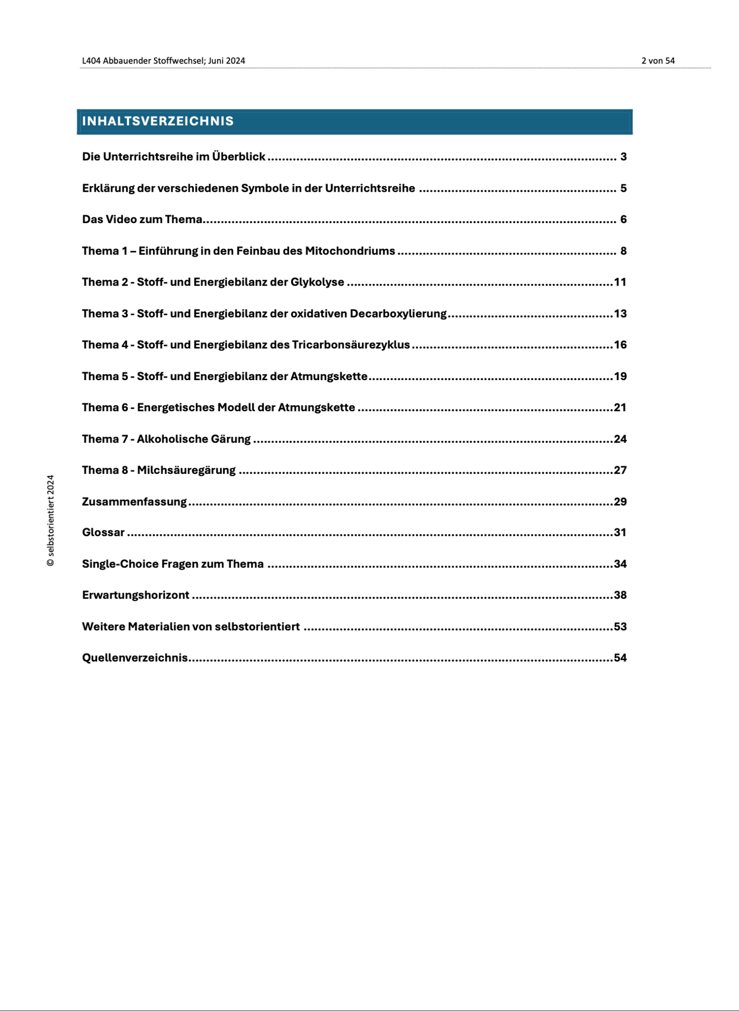 Unterrichtsreihe "Abbauender Stoffwechsel" im Biologie Lehrplan - stifo - Students & Teachers Innovate Forward