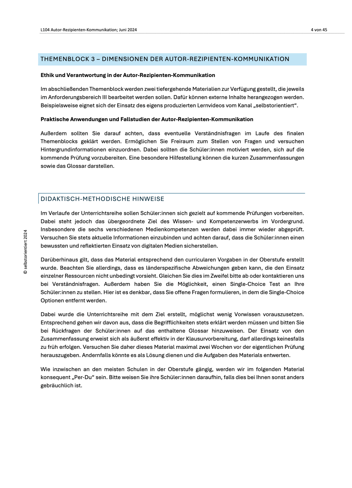 Unterrichtsreihe "Autor - Rezipienten - Kommunikation | Deutsch Abitur" - stifo - Students & Teachers Innovate Forward