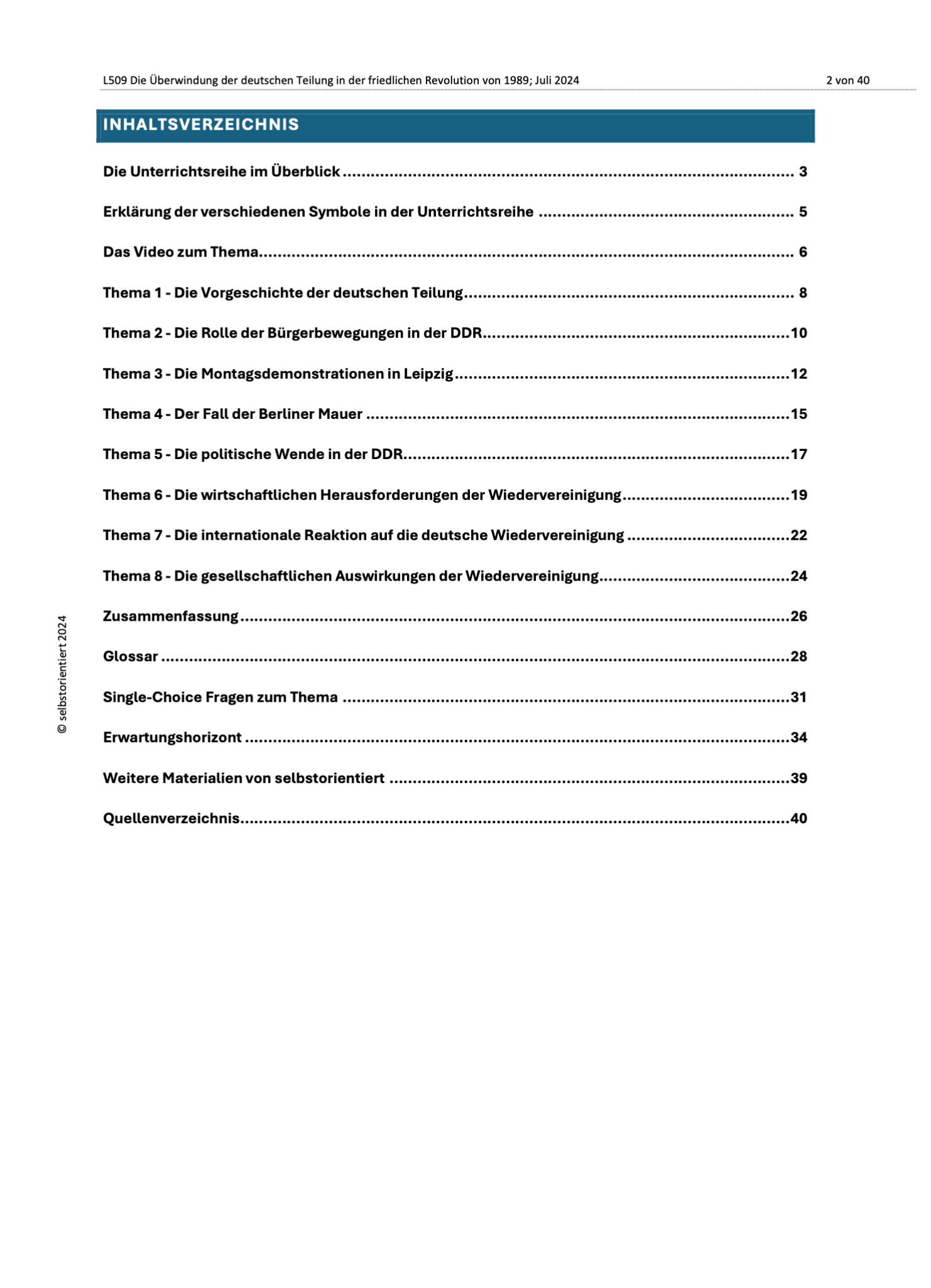 Unterrichtsreihe "Die Überwindung der deutschen Teilung in der friedlichen Revolution von 1989" - stifo - Students & Teachers Innovate Forward